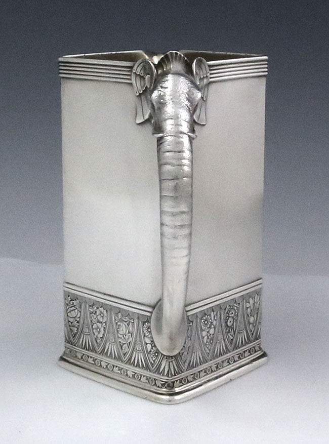 Gorham antique sterling silver pitcher elephant handle